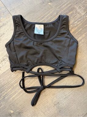 Kids Black Tie-Back dance Crop Top by Honeycut